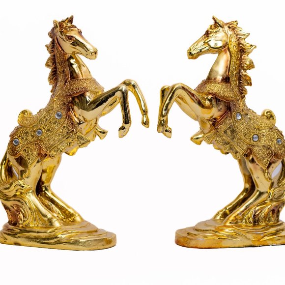 Pair of Desktop Decorative Horse Statue, Animal Sculpture Home Decor Gift Set - Picture 1 of 7